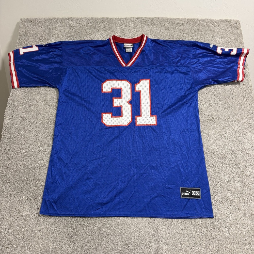 Vintage Puma Jason Sehorn New York Giants Jersey Mens Sz XXL Blue NFL 90s Y2K